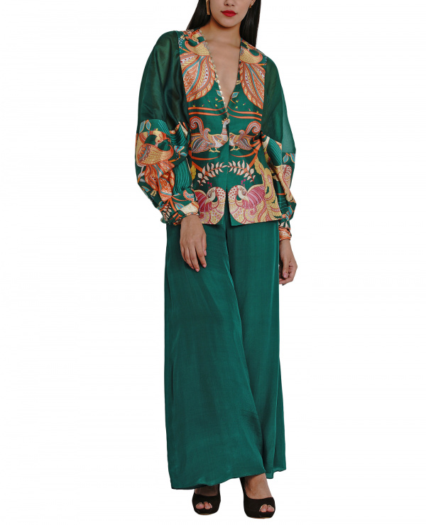 Printed Embroidered Sheer Jacket