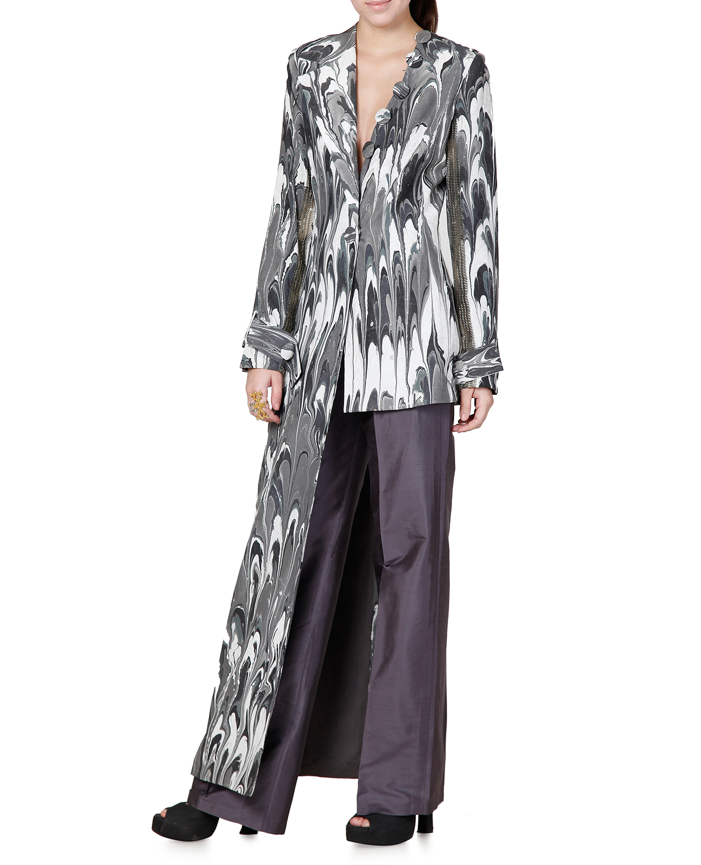 Asymmetrical Embroidered Jacket