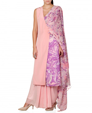 Half and half Printed Sari With Jacket