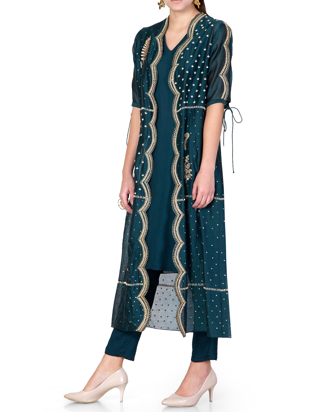 Embroidered Jacket with Kurta Set Limerickstore