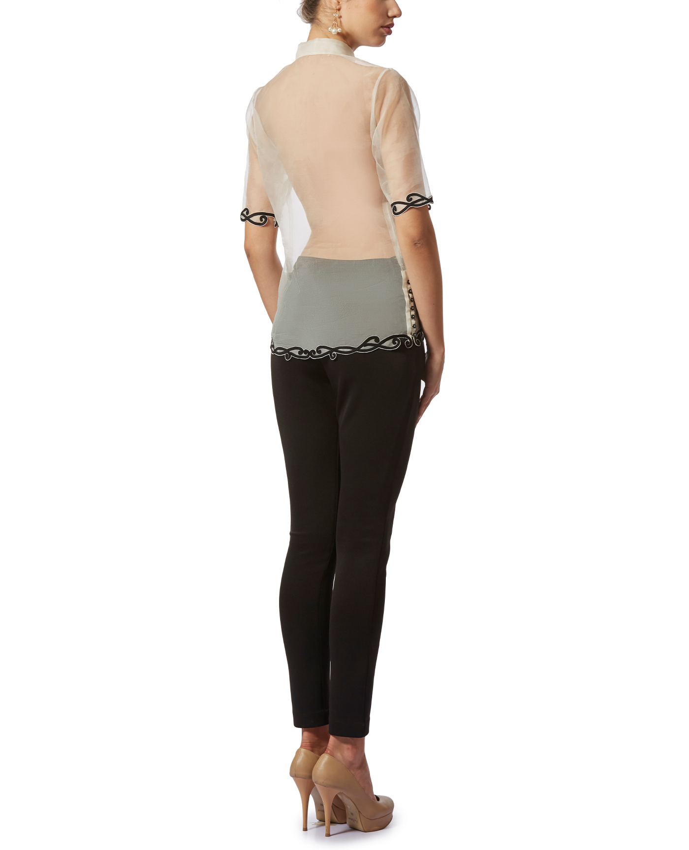 Embroidered Sheer Organza Shirt
