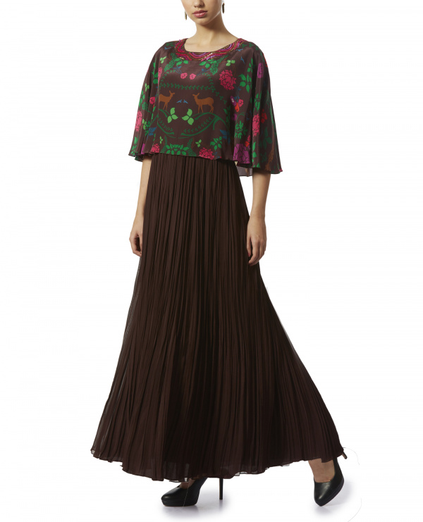 Sequins Embroidered Cape Dress