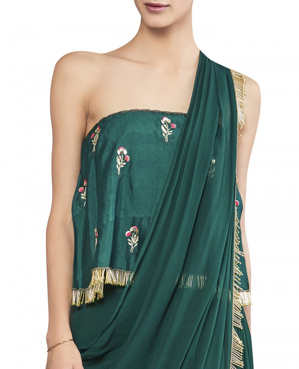Embroidered Jumpsuit Sari