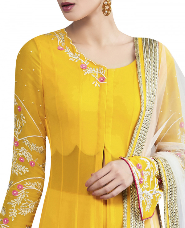 Embroidered Kalidar Kurta with Sharara & Dupatta