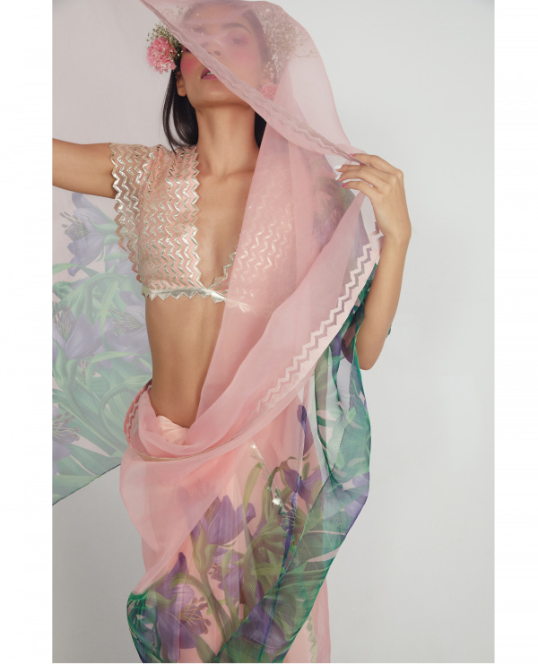Embroidered Half and Half Sari