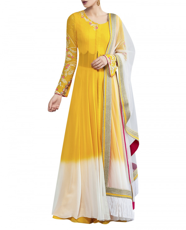 Embroidered Kalidar Kurta with Sharara & Dupatta