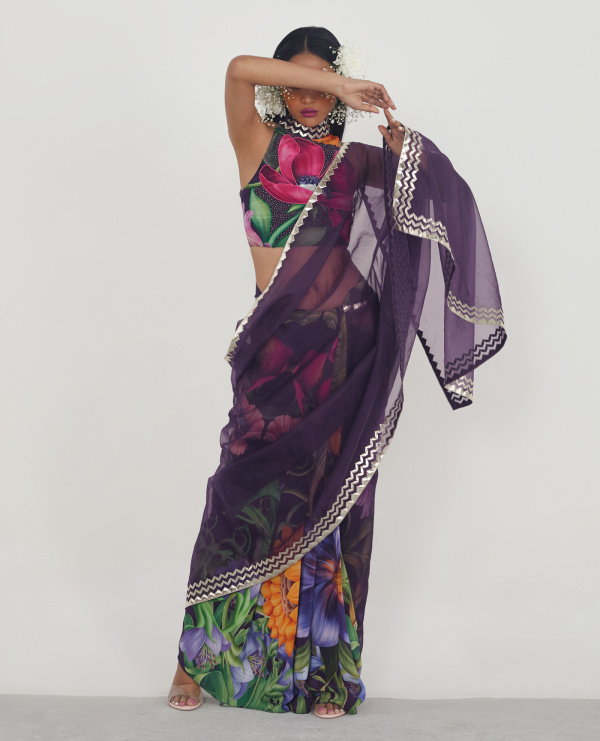 Embroidered sari