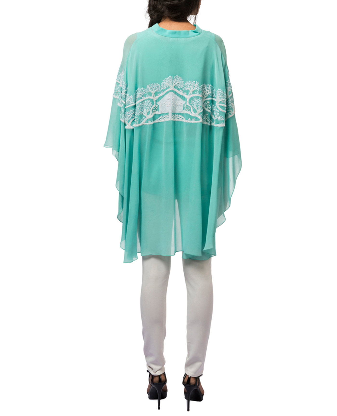 Embroidered Cape Sleeved Tunic