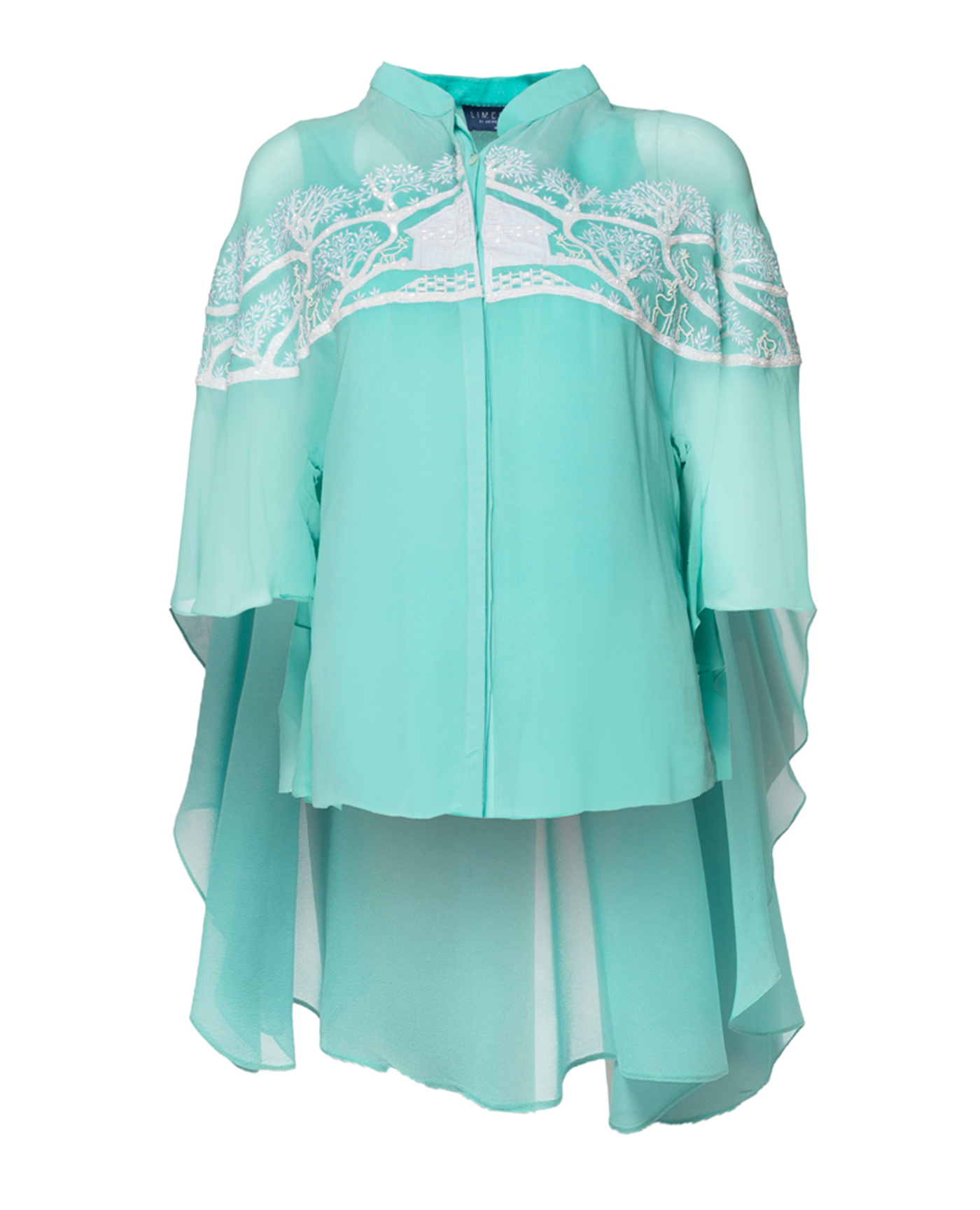 Embroidered Cape Sleeved Tunic