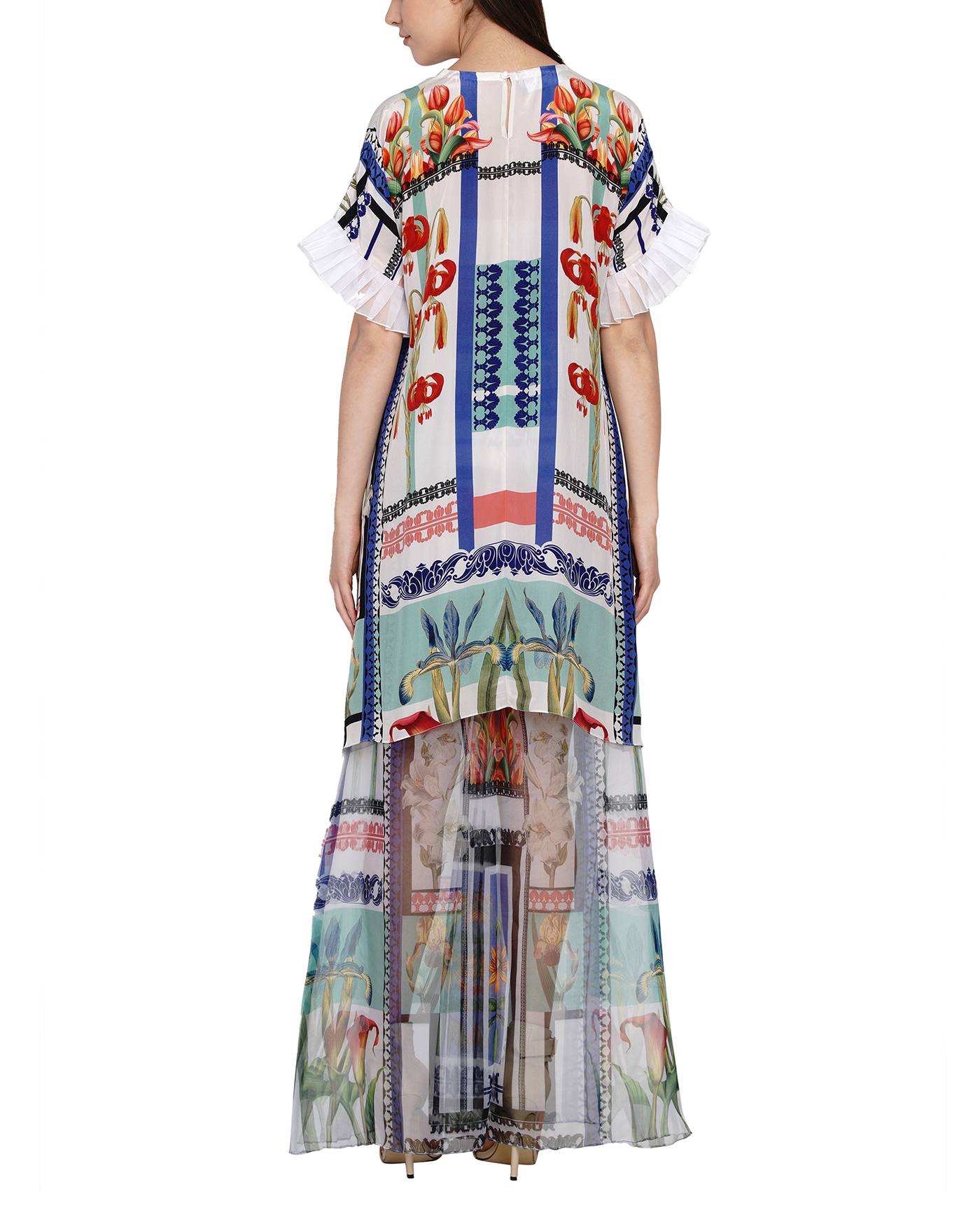 Printed Organza Flared Pants
