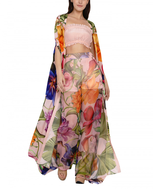 Printed organza pants