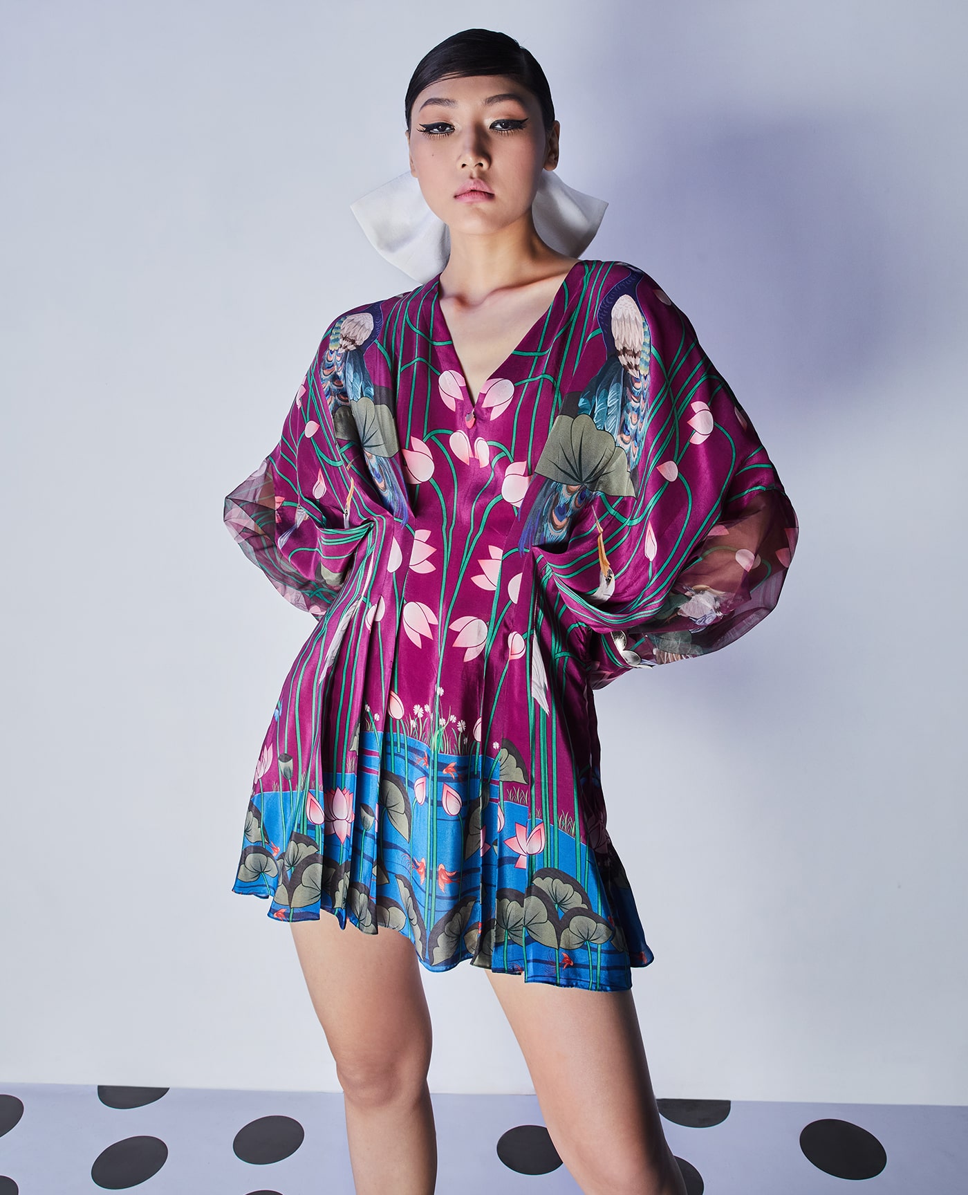 Embroidered Draped Dress