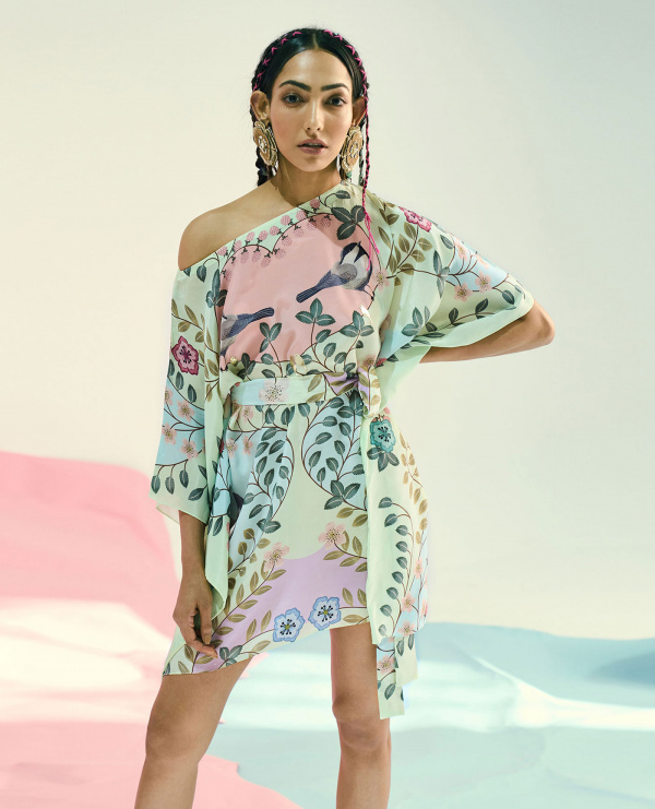 Limerick-Embroidered Kaftan Dress