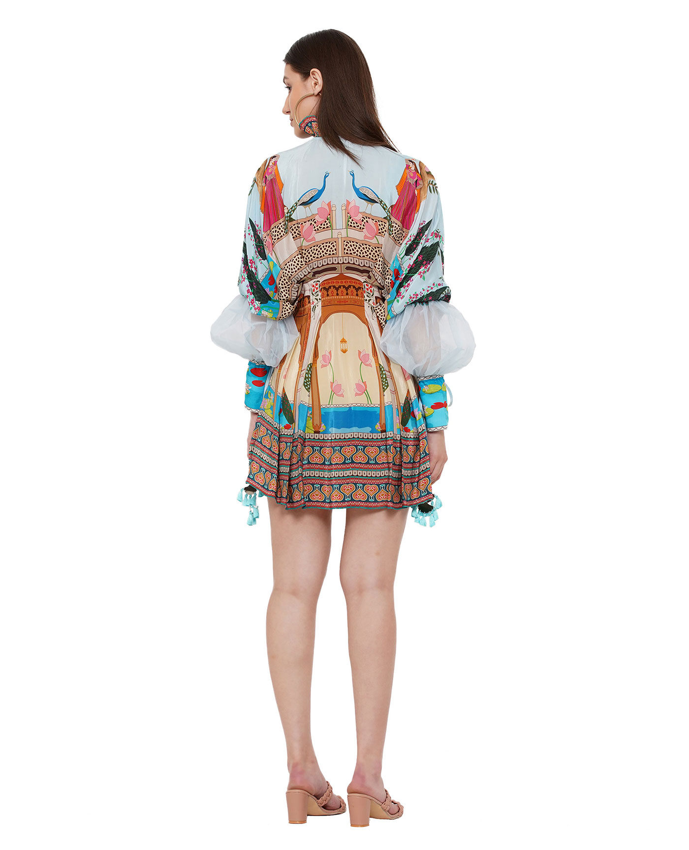 Embroidered Draped Dress