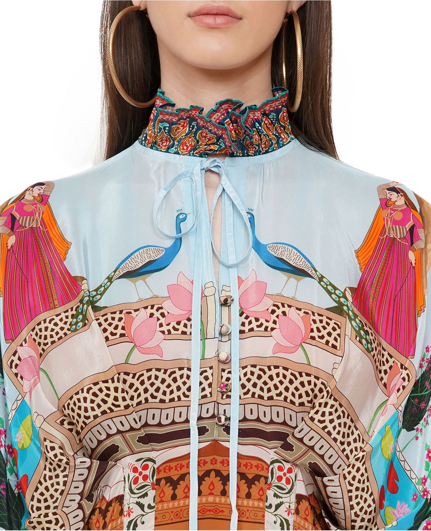 Embroidered Draped Dress