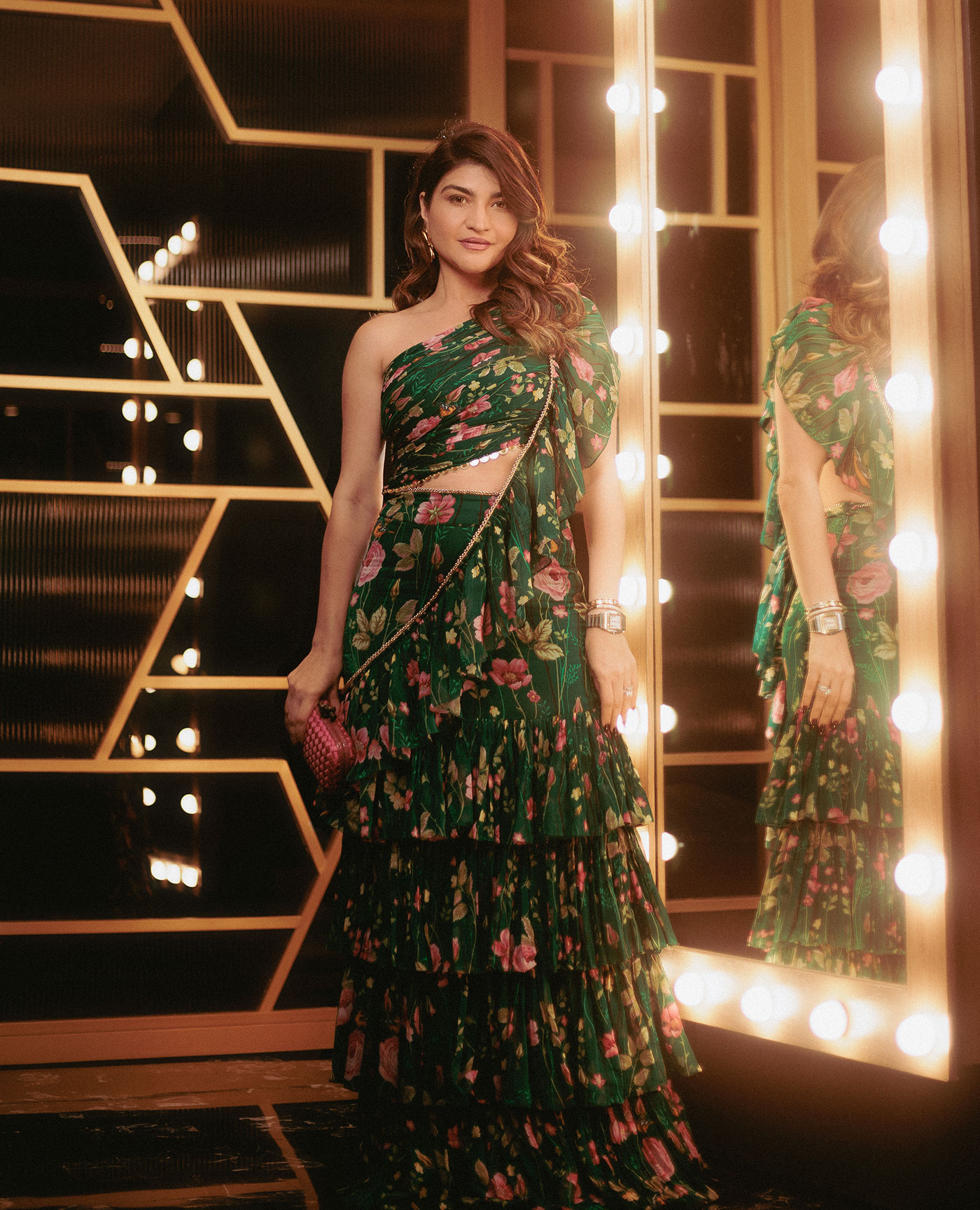 Embroidered Pre-draped Sari Gown