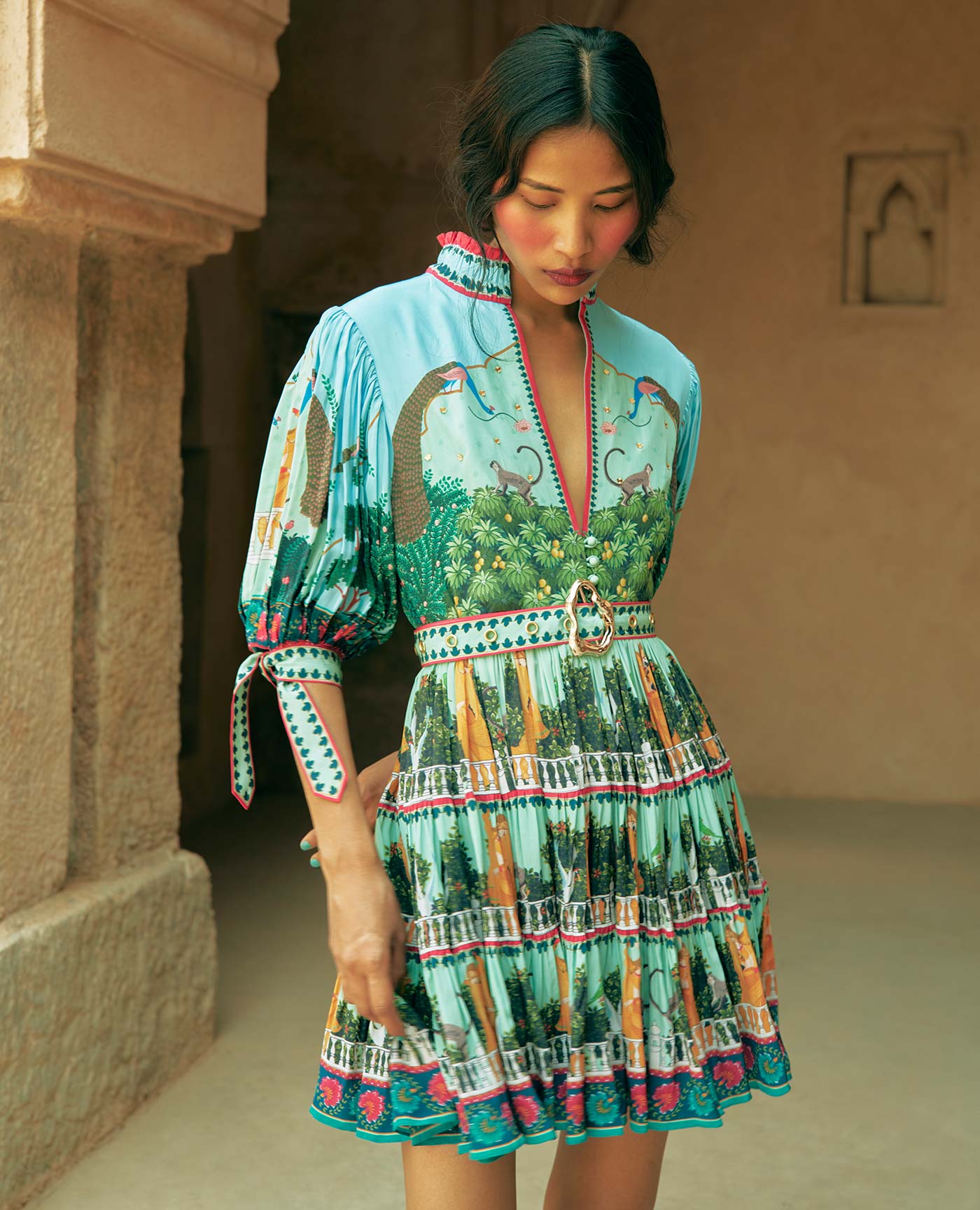 Embroidered Tiered Dress