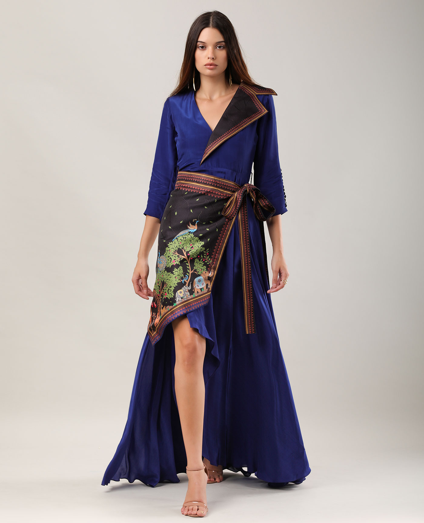 Asymmetrical Maxi Dress with Belt
